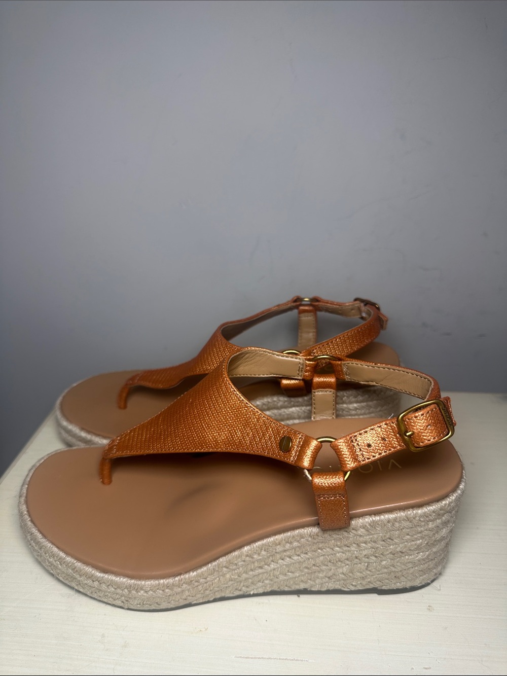 Vionic kirra Copper Metallic espadrille wedge heeled sandals
